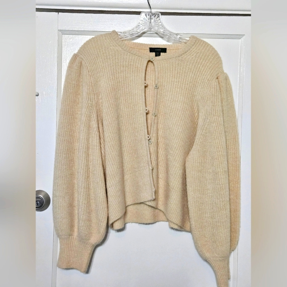 J. Crew Puff-sleeve Cardigan Sweater